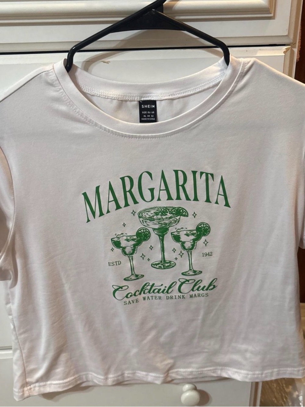 SHEIN Women’s ‘Margarita Cocktail Club’ Cropped Graphic Tee Shirt